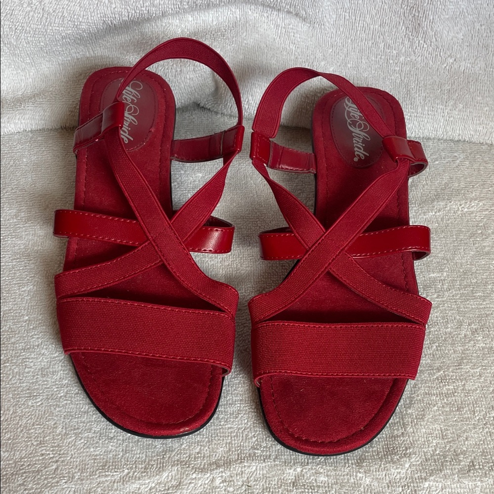 Life Stride Red Strappy Sandals Women’s size 7.5M